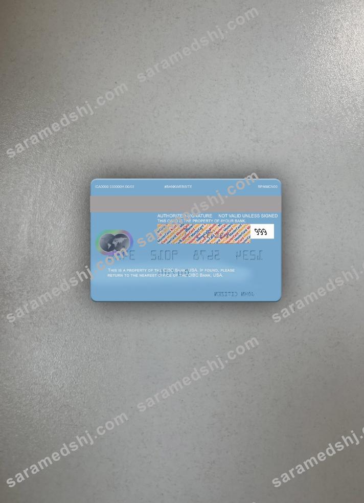 USA CIBC Bank mastercard photolook back